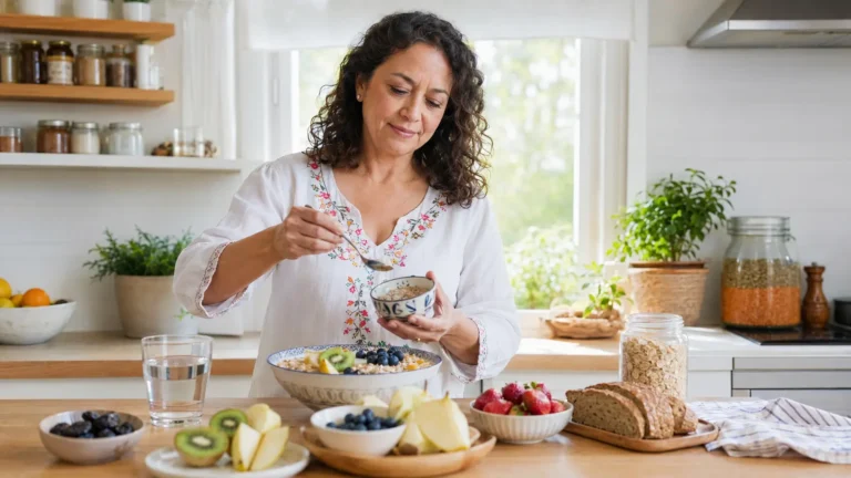 Avena, kiwi, ciruelas pasas y agua como alimentos ricos en fibra para el estreñimiento